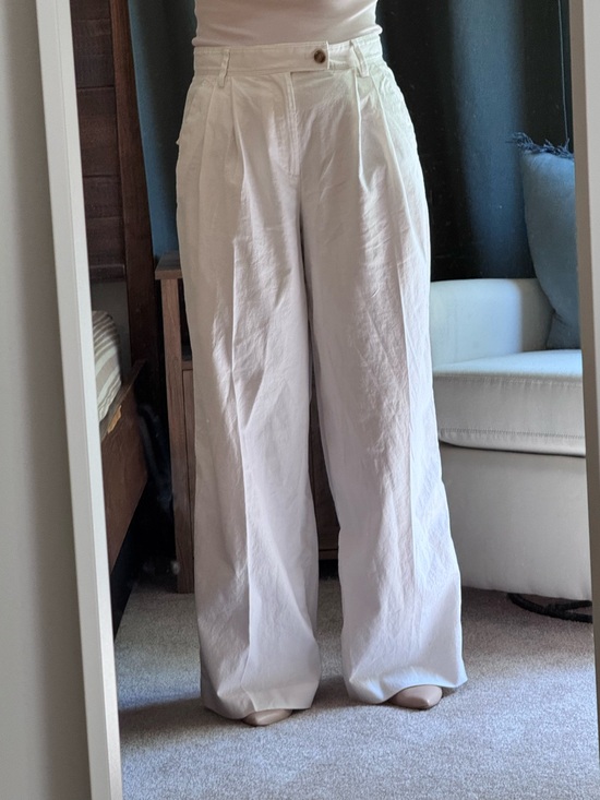 Banana Republic Pants - Banana Republic Linen Blend High Rise Wide Leg Pleated Pants White 8